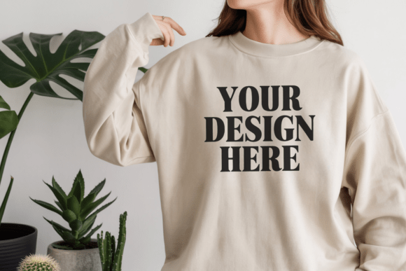 Download Gildan 18000 Sweatshirt Sand Mockup 5 - Sand mockup Collection
