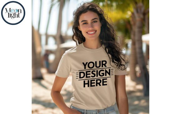 Download Gildan 64000 T-shirt,woman,sand Mockup 12 - Premium Bundle